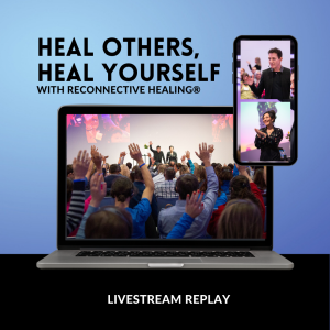 An image from a Reconnective Healing Live event viewed on a laptop